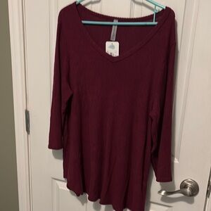 Women's Burgundy V-Neck Top